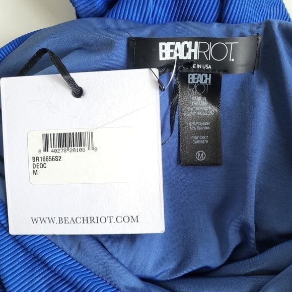 New Beach Riot Nia Asymetrical One Shoulder Tie Deep Ocean Swimsuit NWT Medium - Picture 12 of 14